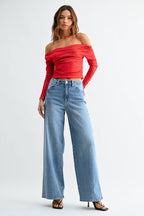 High Rise Full Length Loose Straight - LIGHT DENIM - DP705