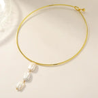Gold Collar Necklace with Freshwater Pearls