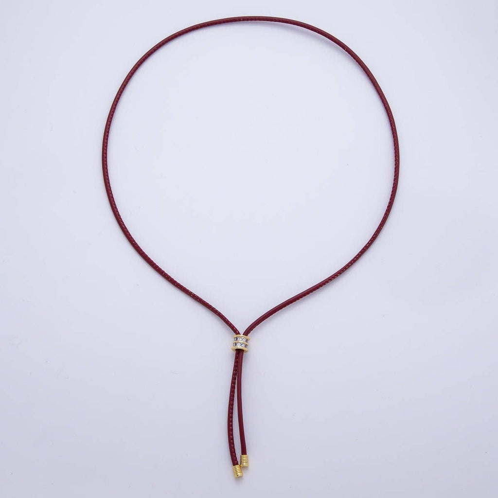 Leather Bolo Baguette Necklace