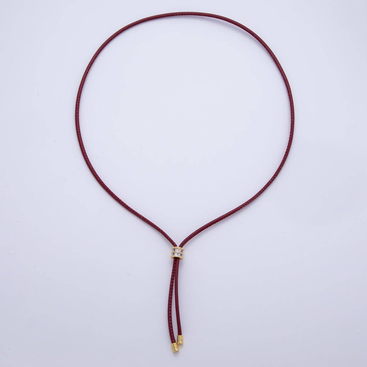 Leather Bolo Baguette Necklace