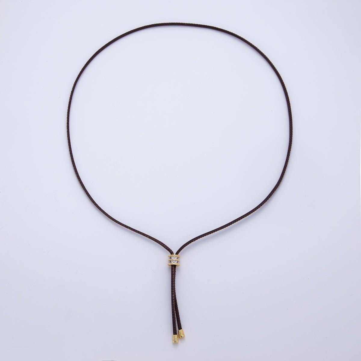 Leather Bolo Baguette Necklace