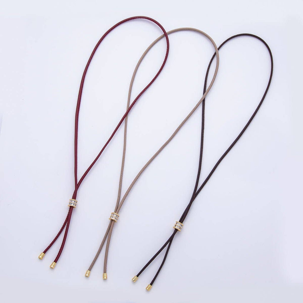Leather Bolo Baguette Necklace