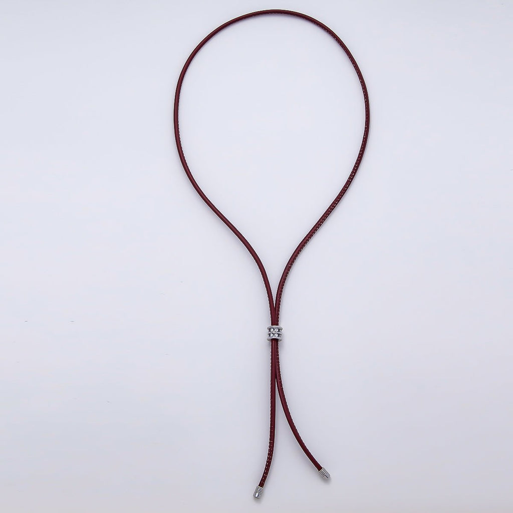 Leather Bolo Baguette Necklace